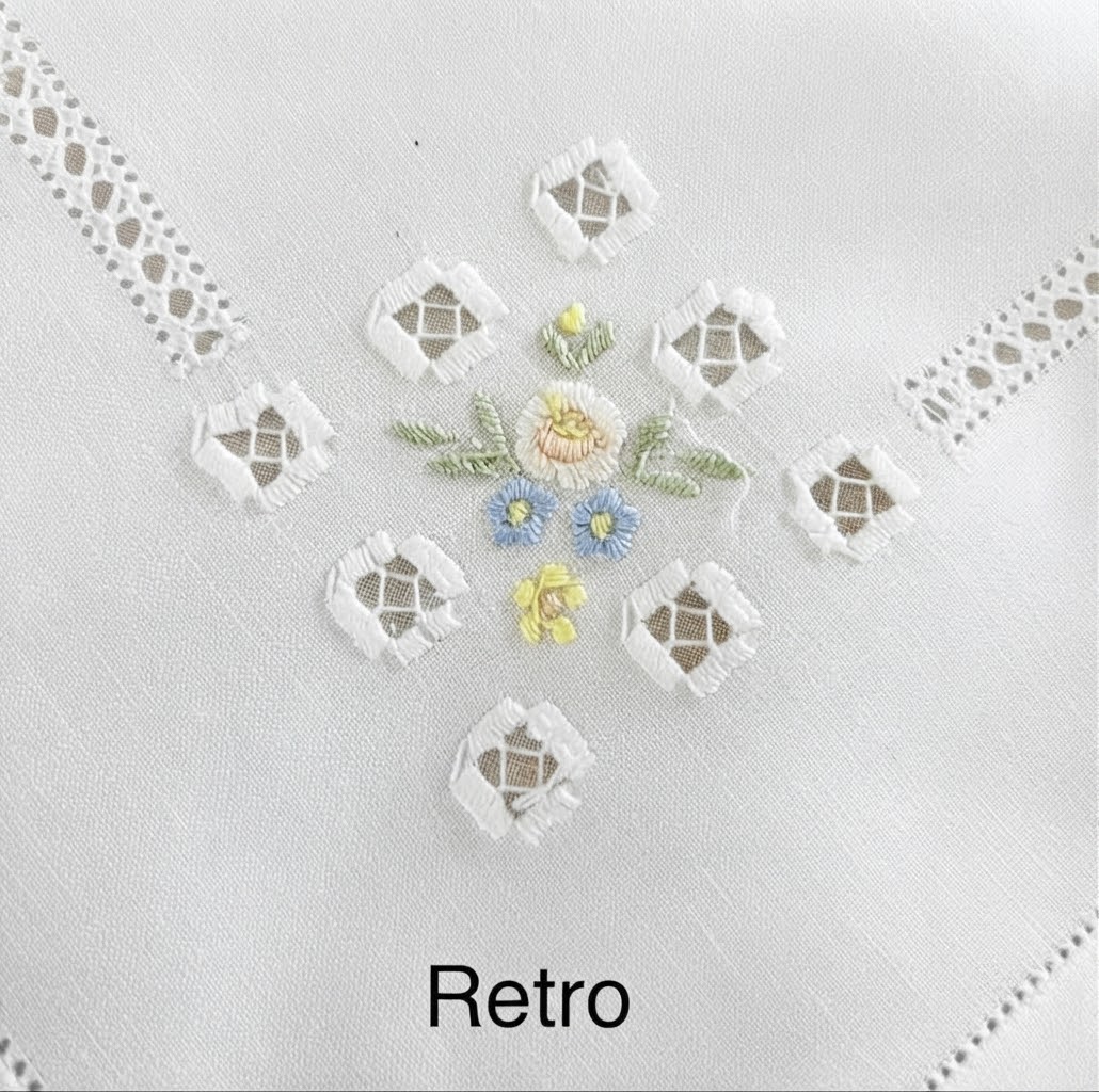 TOVAGLIA RETTANGOLARE MISTO LINO E COTONE BIANCO RICAMO A MANO PUNTO PIENO CM 135x170 (@.S135)