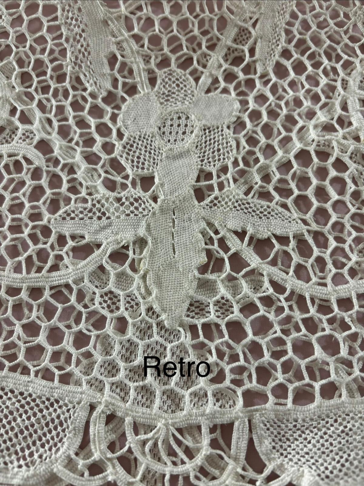TOVAGLIA OVALE MISTO LINO E COTONE BIANCO PIZZO BURANO CM 170x220