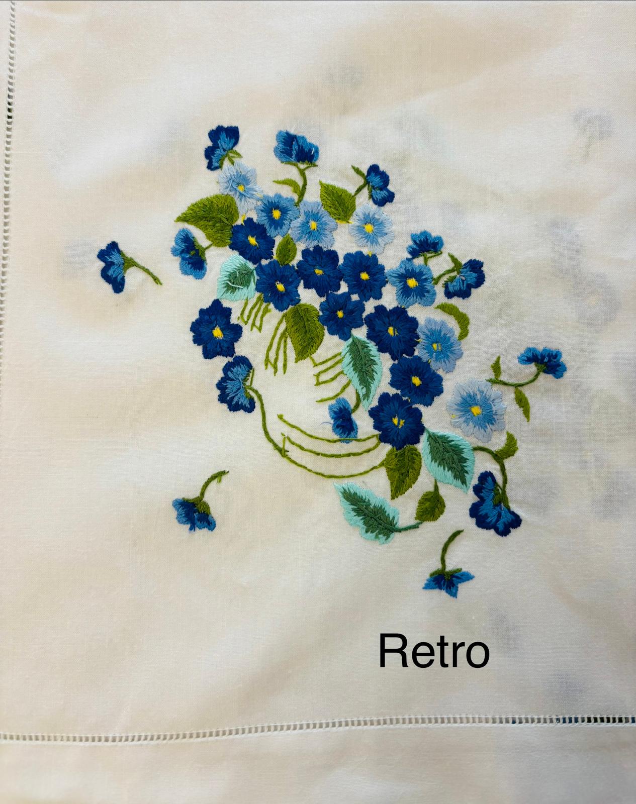 TOVAGLIA RETTANGOLARE GRANDE MISURA COTONE MERCERIZZATO BIANCO RICAMO A MANO PUNTO PIENO CM 170x320