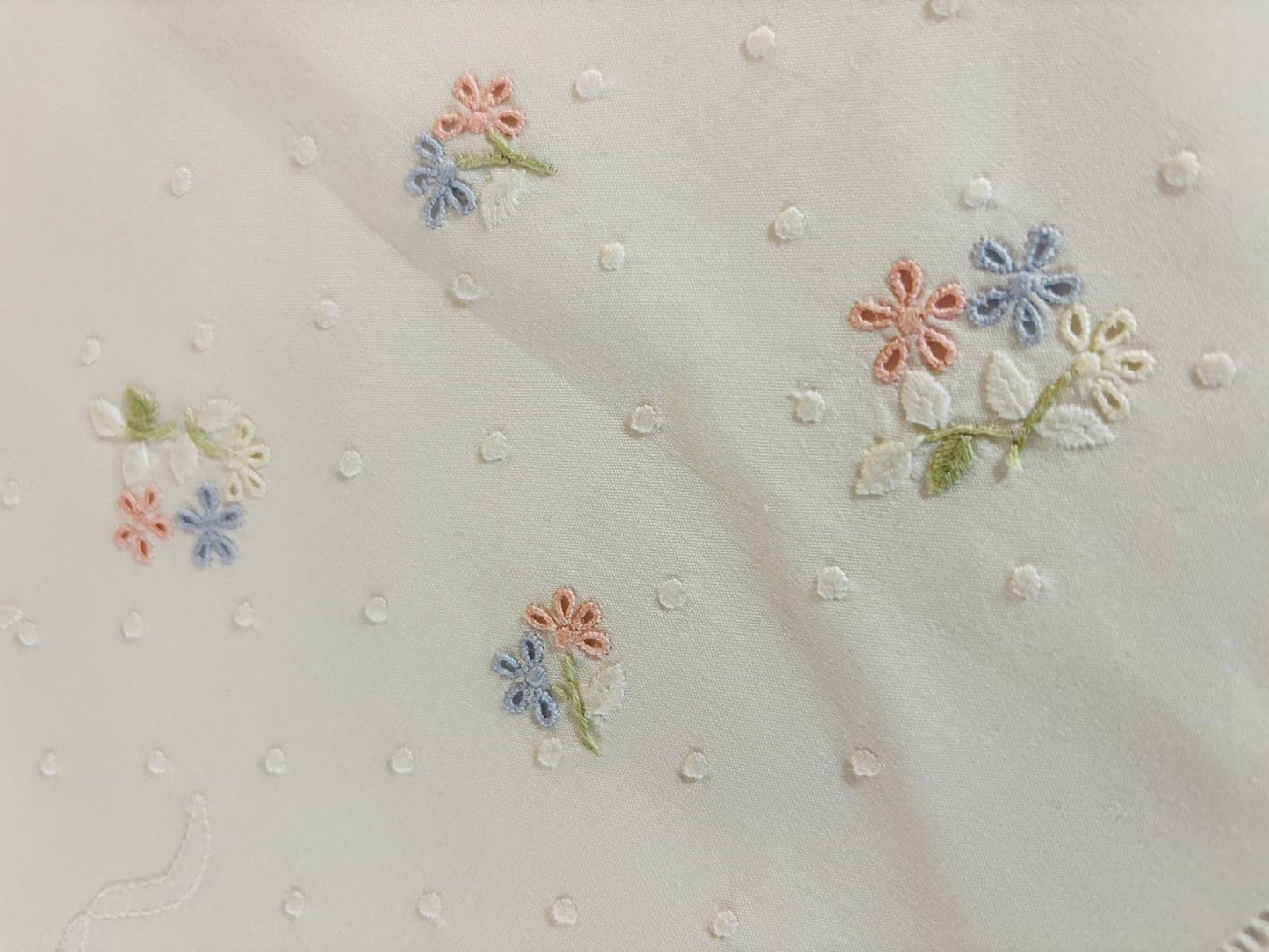 LENZUOLO COTONE PERCALLE RICAMO A MANO PUNTO PIENO CM 270x290 VAR.3