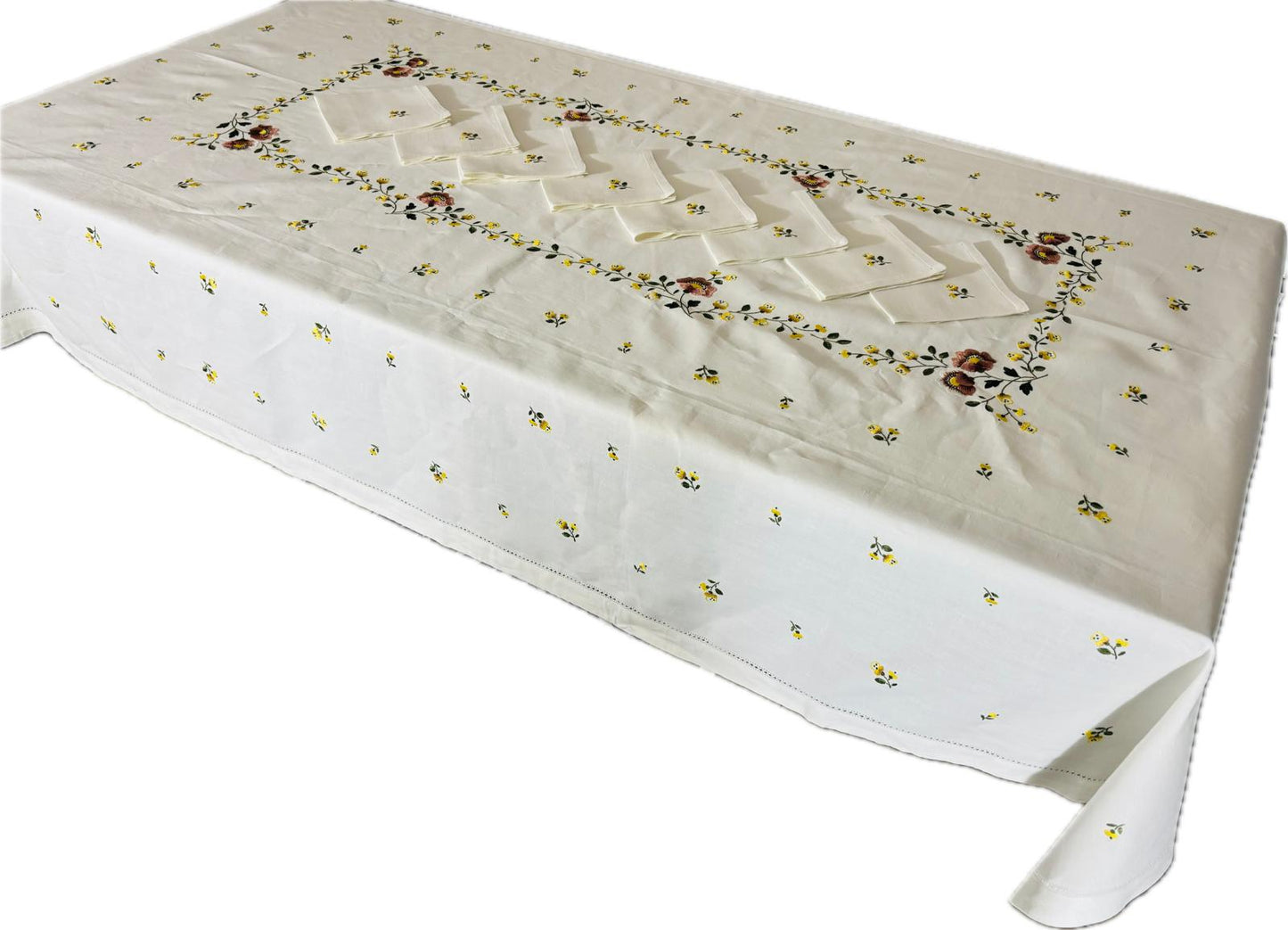 TOVAGLIA RETTANGOLARE PURO LINO E COTONE AVORIO RICAMO A MANO PUNTO PIENO CM 170x270 (RN)