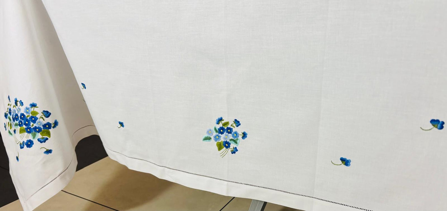 TOVAGLIA QUADRATA PURO COTONE BIANCO RICAMO A MANO PUNTO PIENO CM 180x180 (BQ)