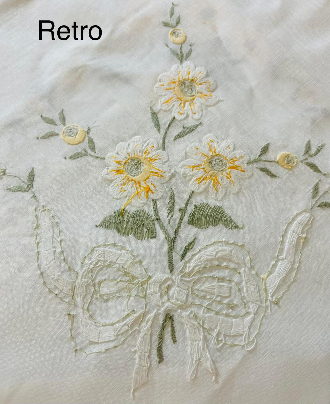TOVAGLIA RETTANGOLARE MISTO LINO E COTONE BIANCO RICAMO A MANO PUNTO PIENO CM 170x270 (MGML)