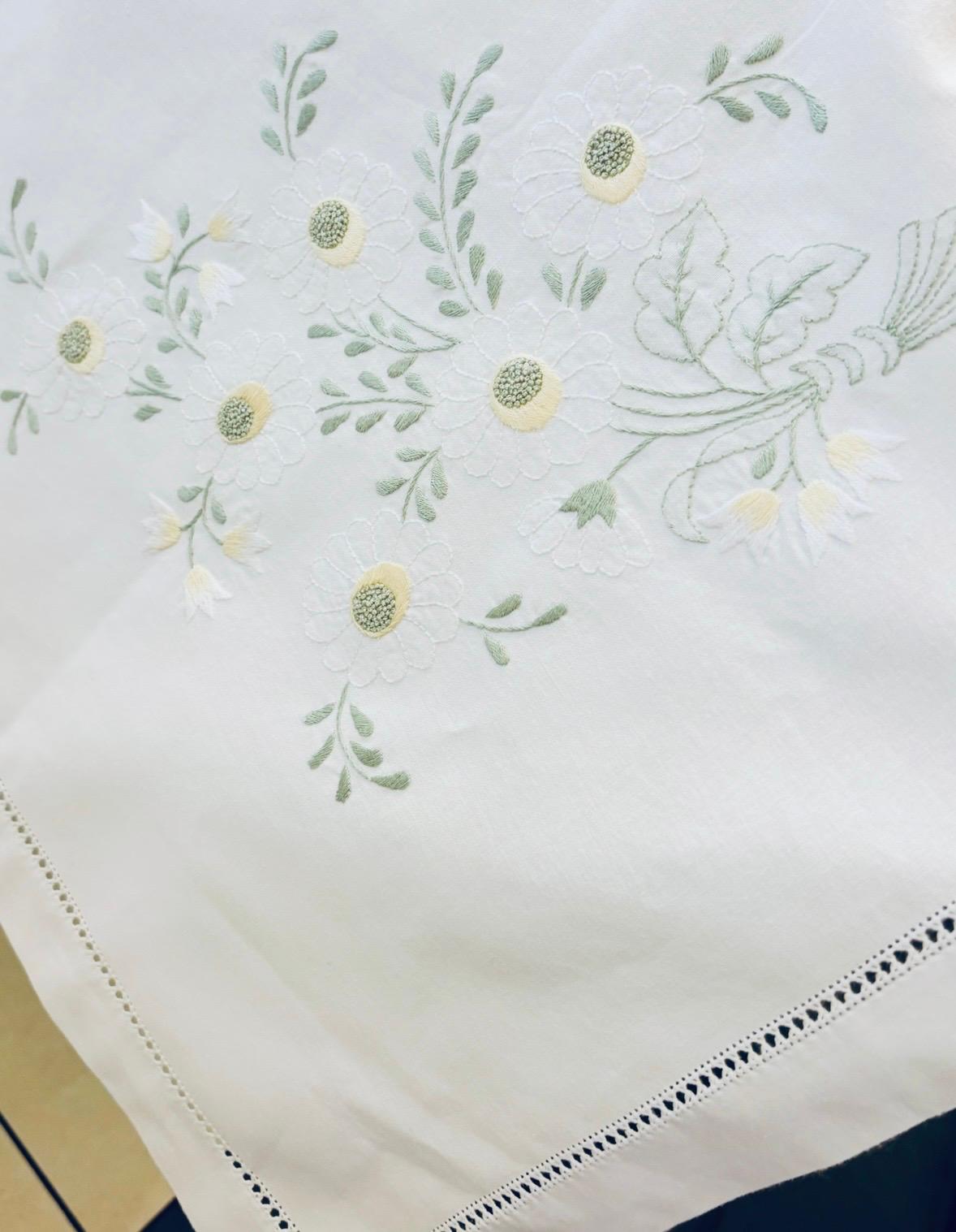 TOVAGLIA RETTANGOLARE PURO COTONE BIANCO RICAMO A MANO PUNTO PIENO CM 170x270  (CML)