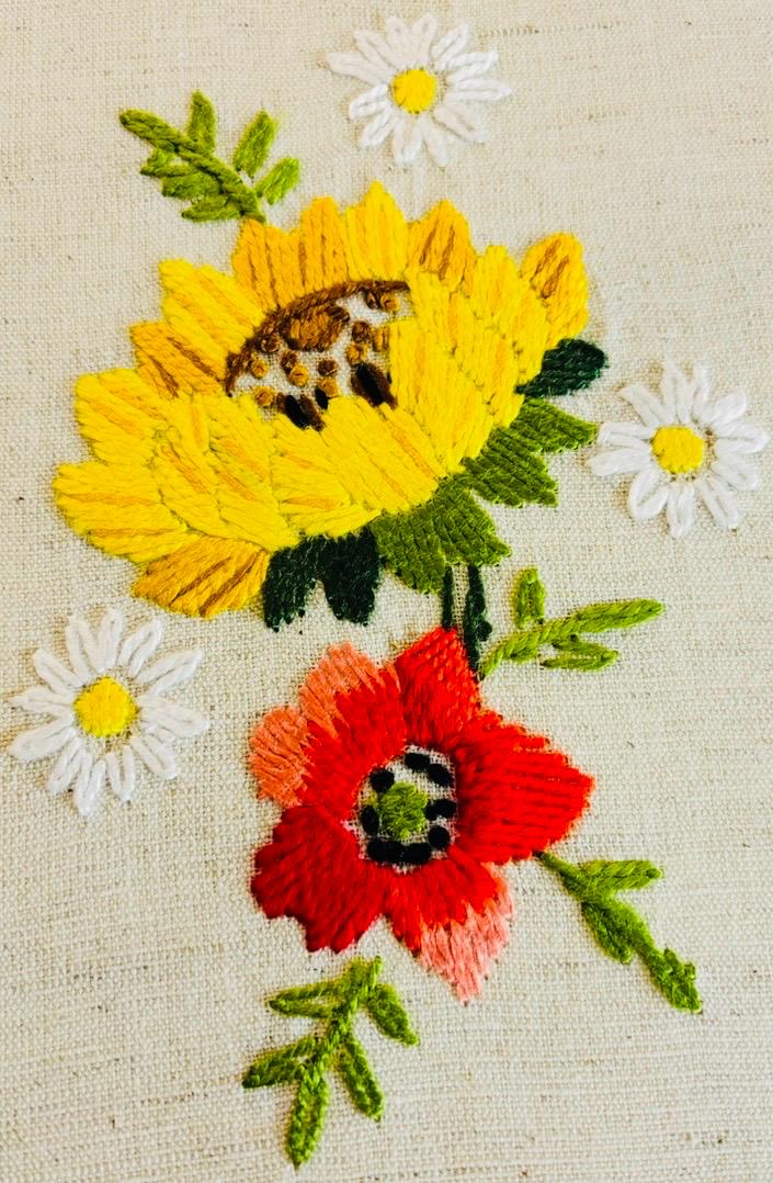 TOVAGLIA RETTANGOLARE MISTO LINO E POLIESTERE ECRU’ RICAMO A MANO PUNTO PIENO CM 170x270 ( GS )