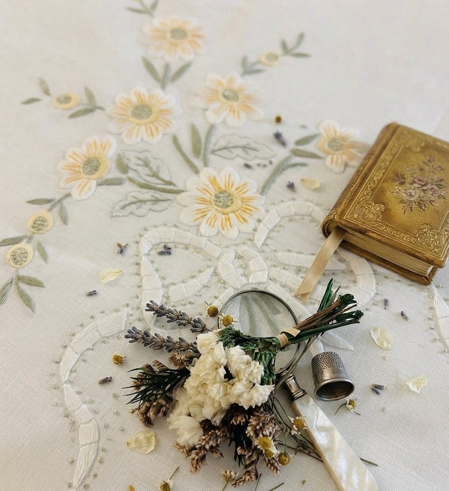 TOVAGLIA RETTANGOLARE MISTO LINO E COTONE BIANCO RICAMO A MANO PUNTO PIENO CM 170x270 (MGML)