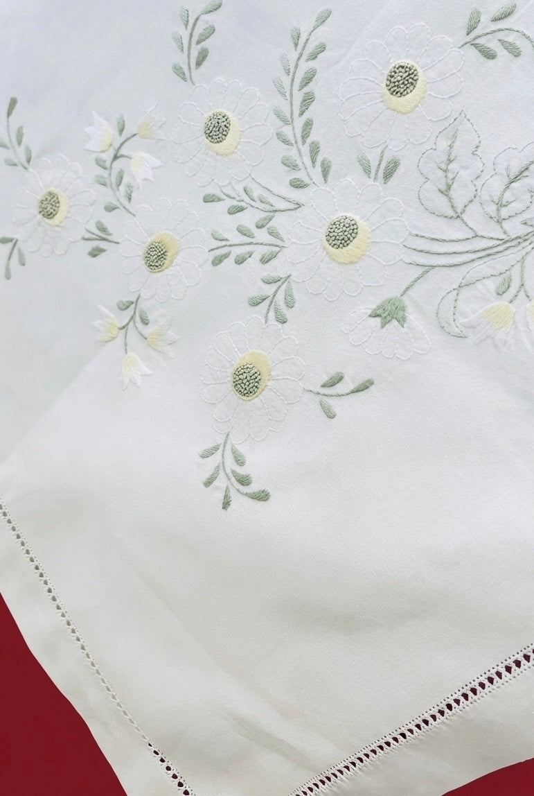 TOVAGLIA RETTANGOLARE PURO COTONE BIANCO RICAMO A MANO PUNTO PIENO CM 170x270  (CML)