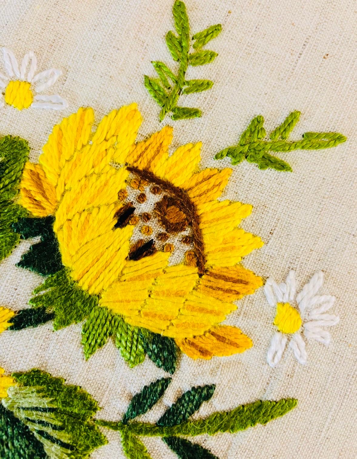 TOVAGLIA RETTANGOLARE MISTO LINO E POLIESTERE ECRU’ RICAMO A MANO PUNTO PIENO CM 170x270 ( GS )