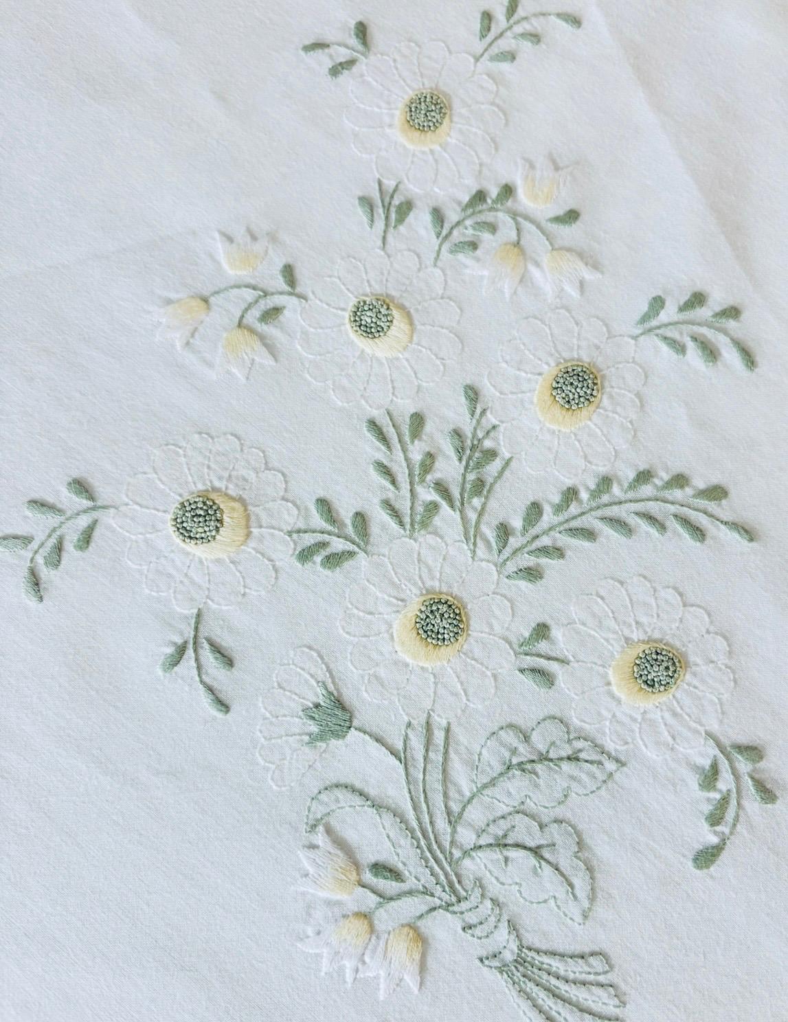 TOVAGLIA RETTANGOLARE PURO COTONE BIANCO RICAMO A MANO PUNTO PIENO CM 170x270  (CML)