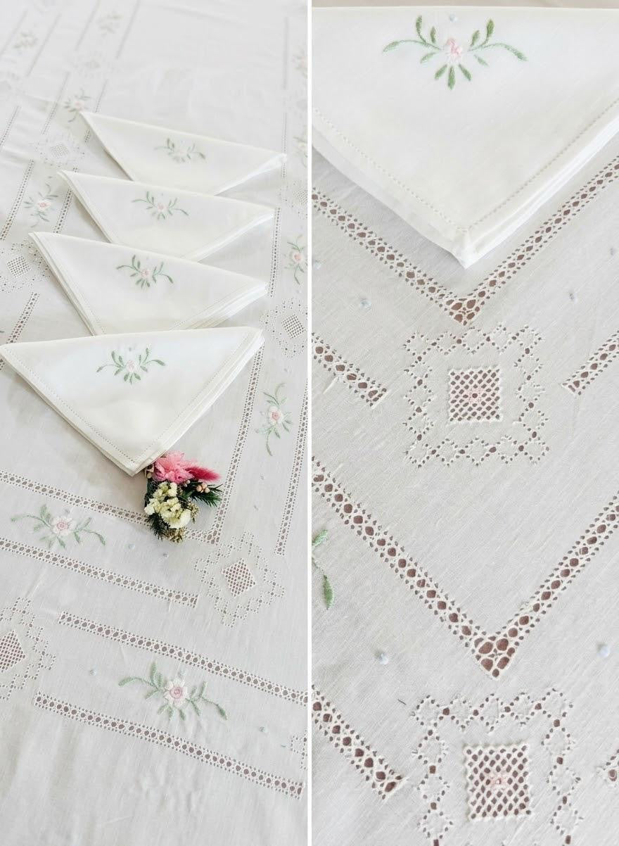 TOVAGLIA RETTANGOLARE MISTO LINO E COTONE BIANCO RICAMO A MANO PUNTO PIENO CM 170x270 (@.S270)